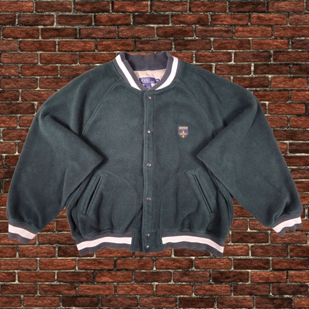 VINTAGE POLO RALPH LAUREN VARSITY FLEECE JACKET